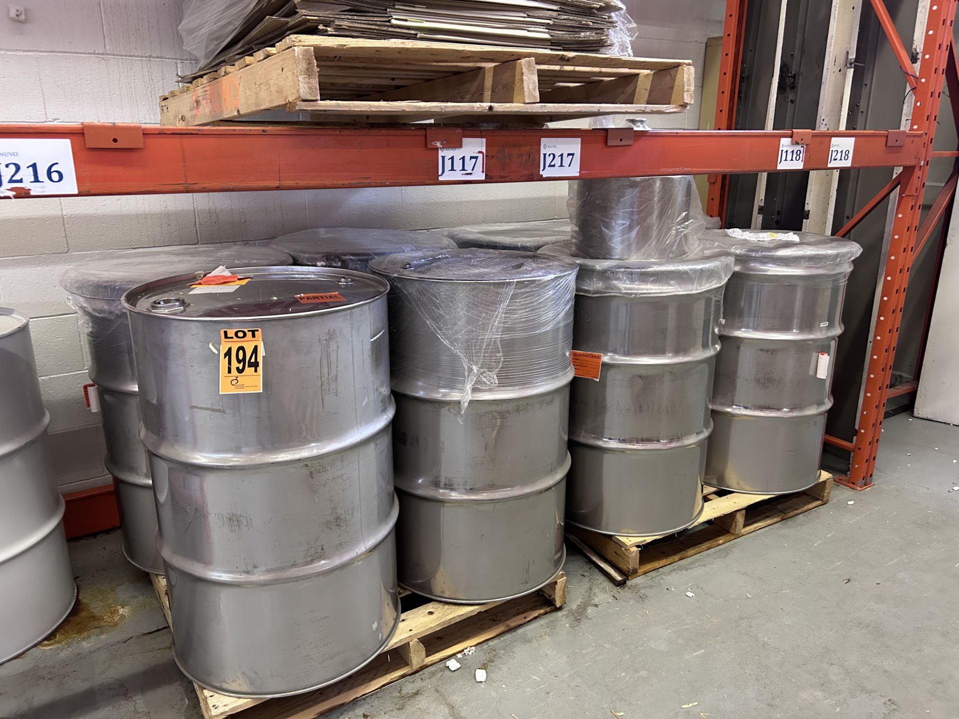 Lot of (8) Stainless steel drums