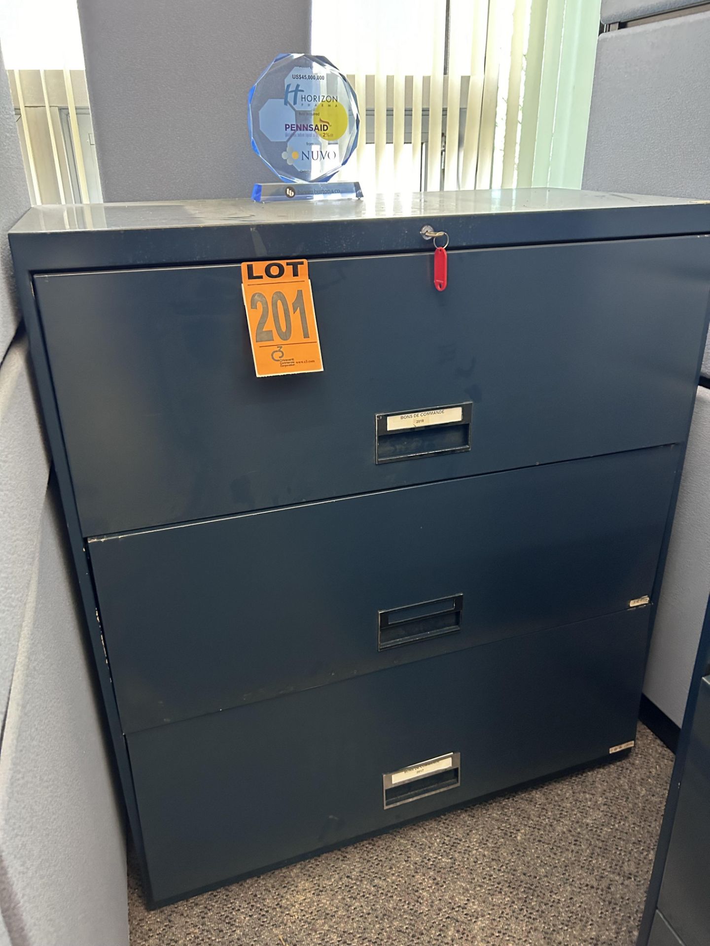 Vertical 3-door filing cabinet