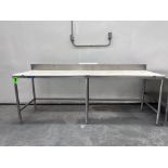Stainless Steel Work Table With 6" Rear Riser, Poly Top w/ Welded Clips, Welded Stainless Steel Base