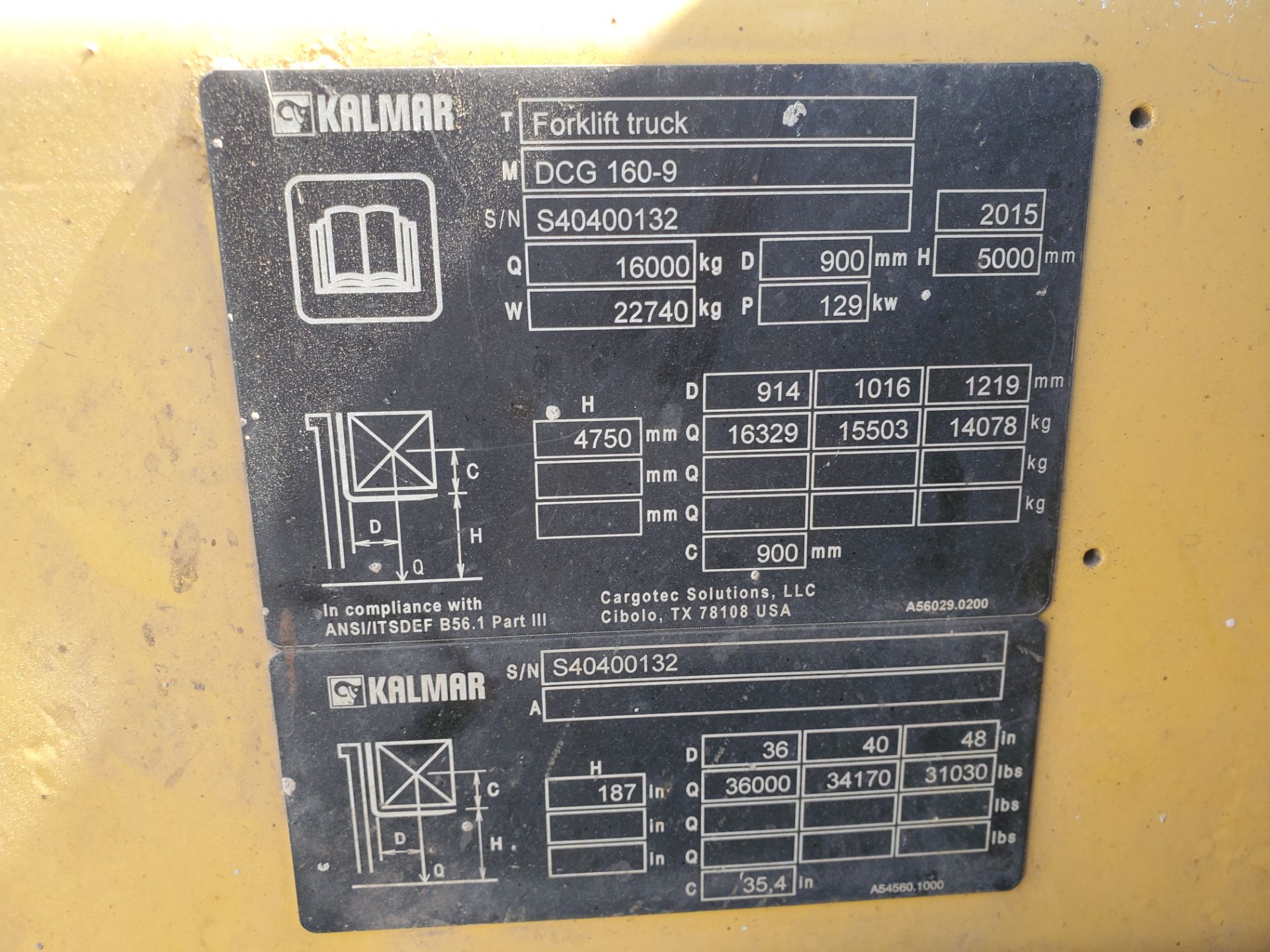 2015 Kalmar DCG-160-9 36,000lb Forklift - Image 21 of 21