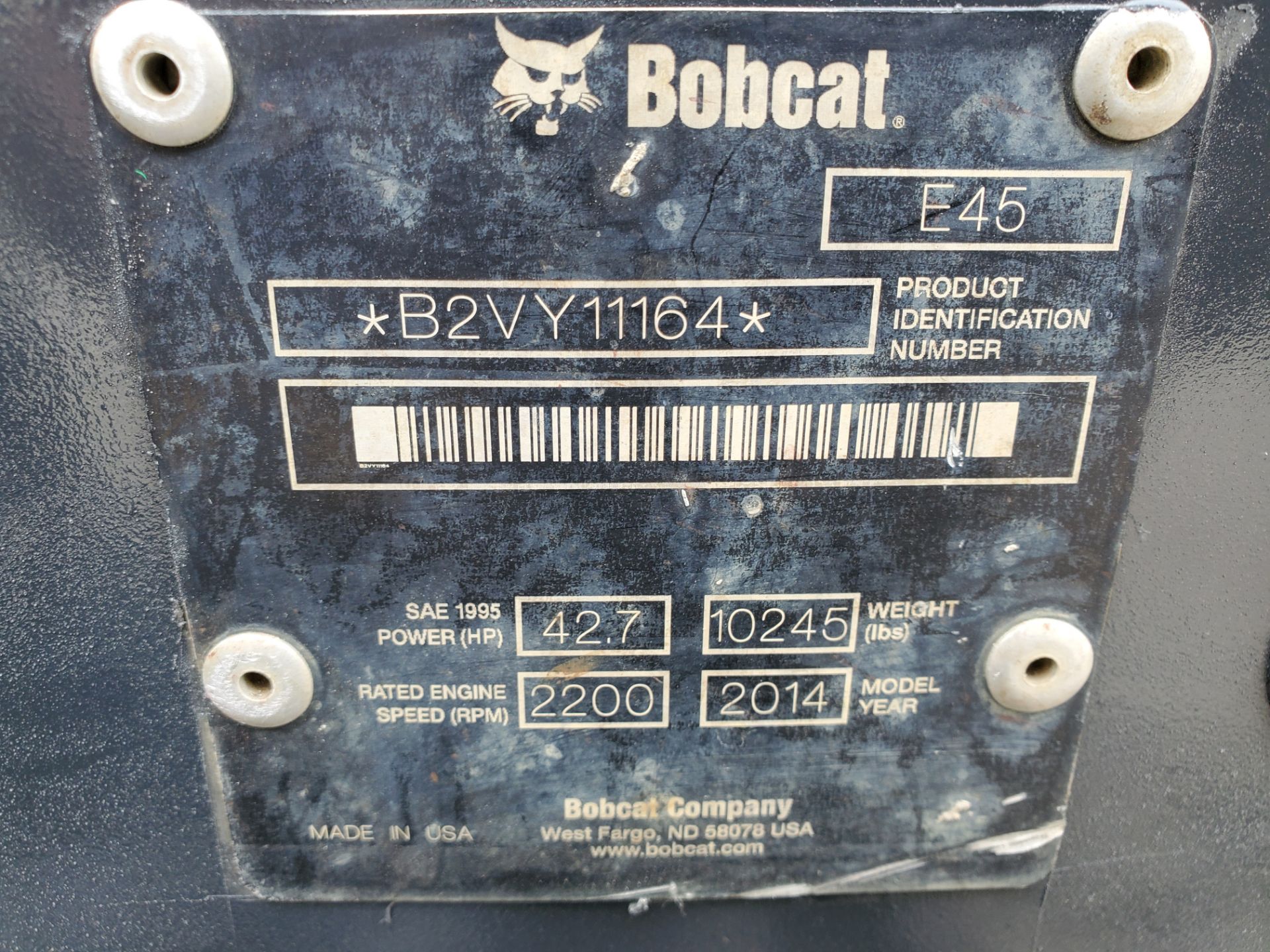 2014 Bobcat E45 Excavator - Image 21 of 21