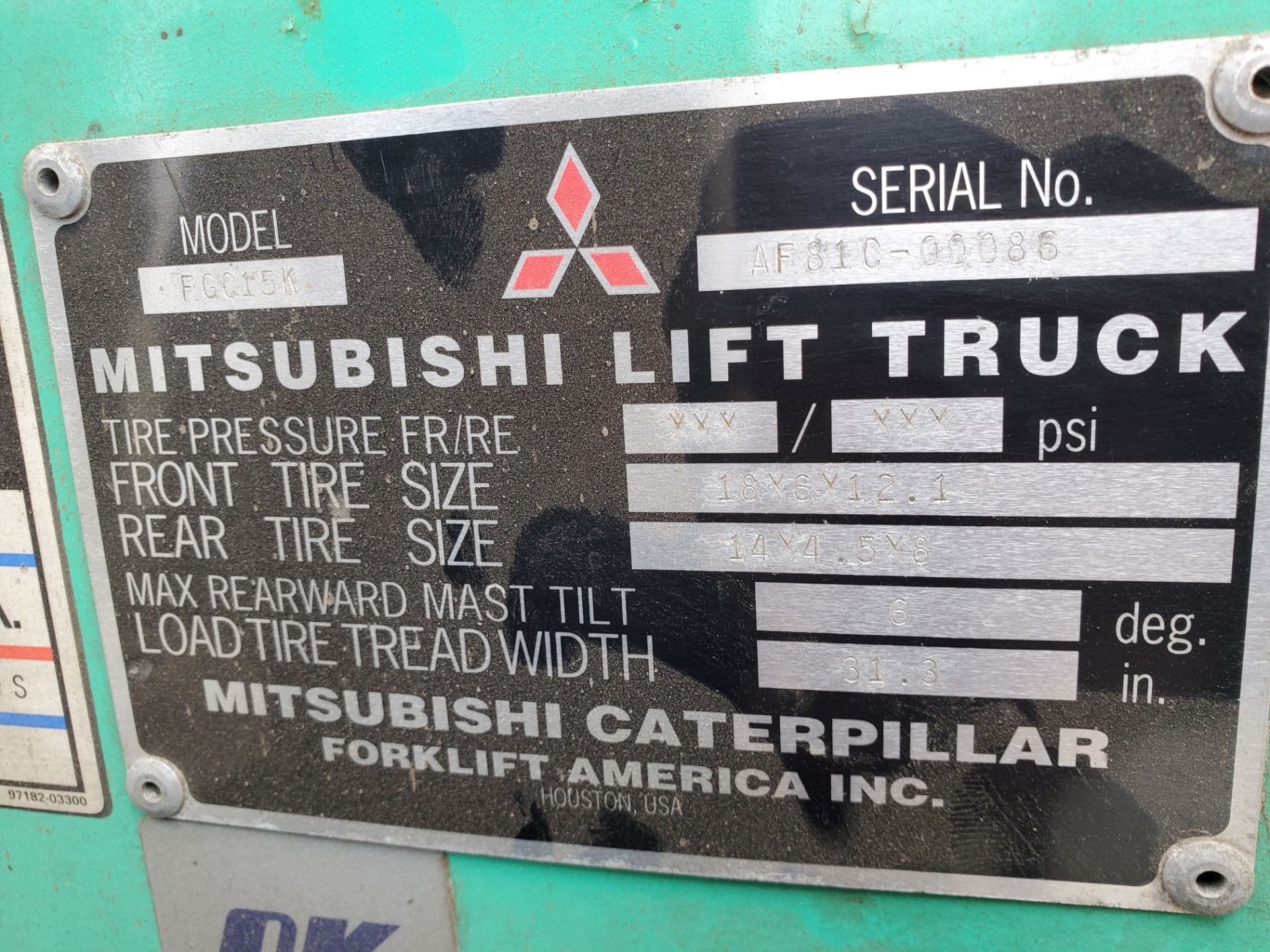 Mitsubishi FGC15K 3,000lb Forklift - Image 16 of 16