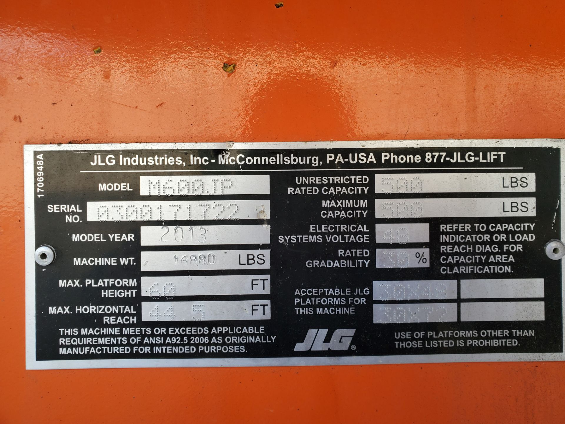 2013 JLG M600JP 60ft Boom Lift - Image 19 of 19