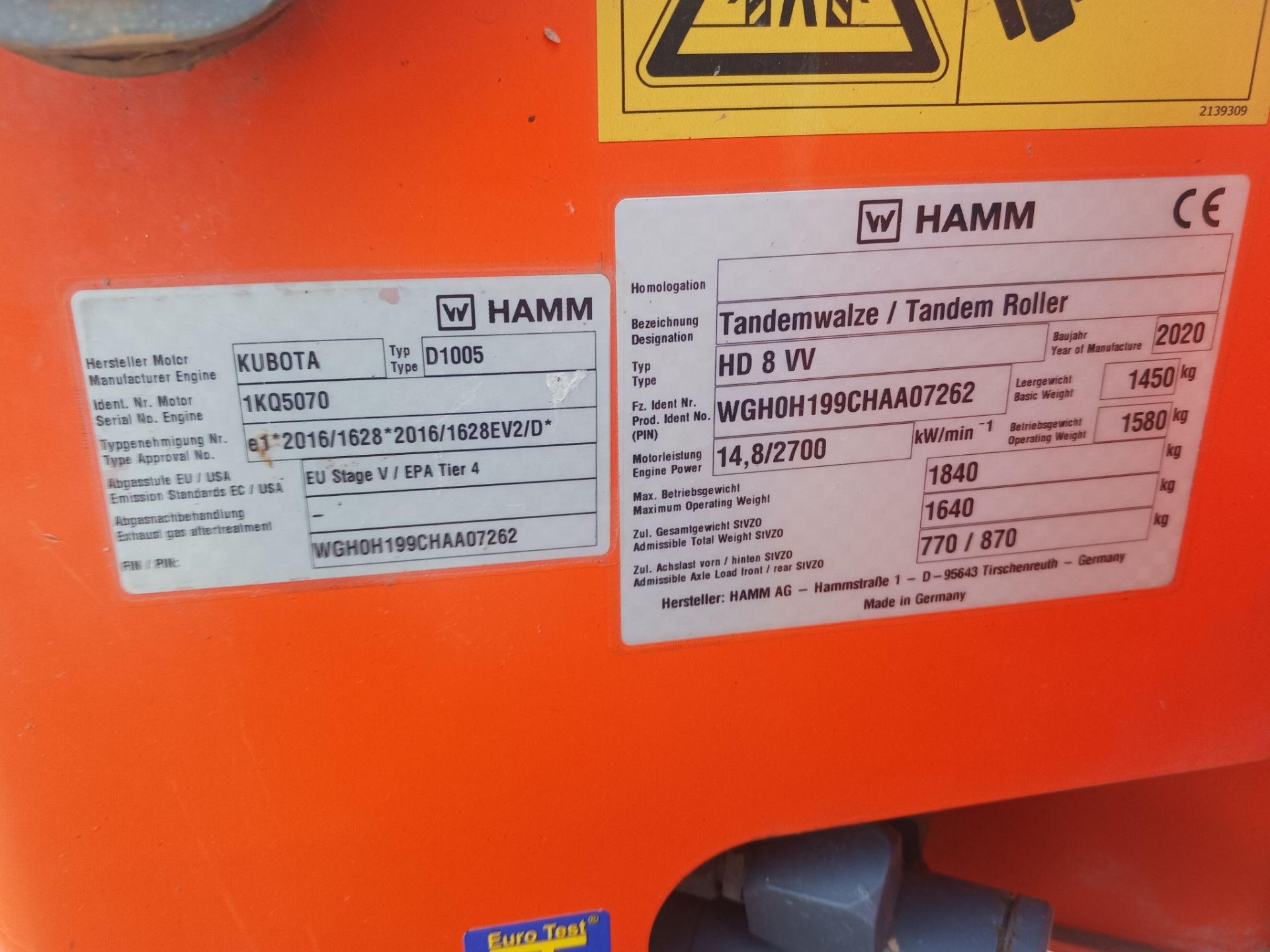 2020 Hamm HD8VV Vibratory Roller - Image 15 of 15