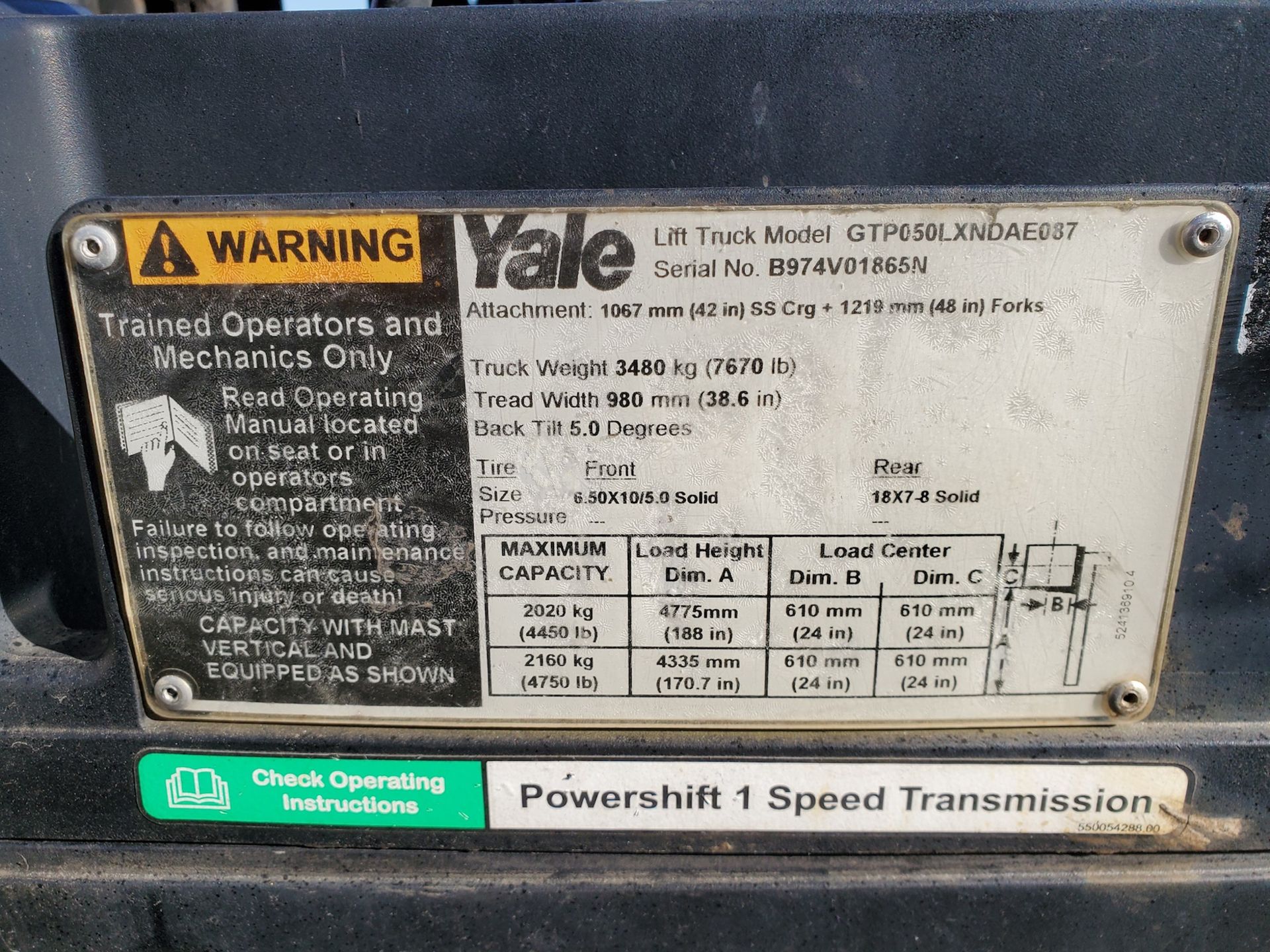 Yale GLP070 5,000 lb Forklift - Image 17 of 17