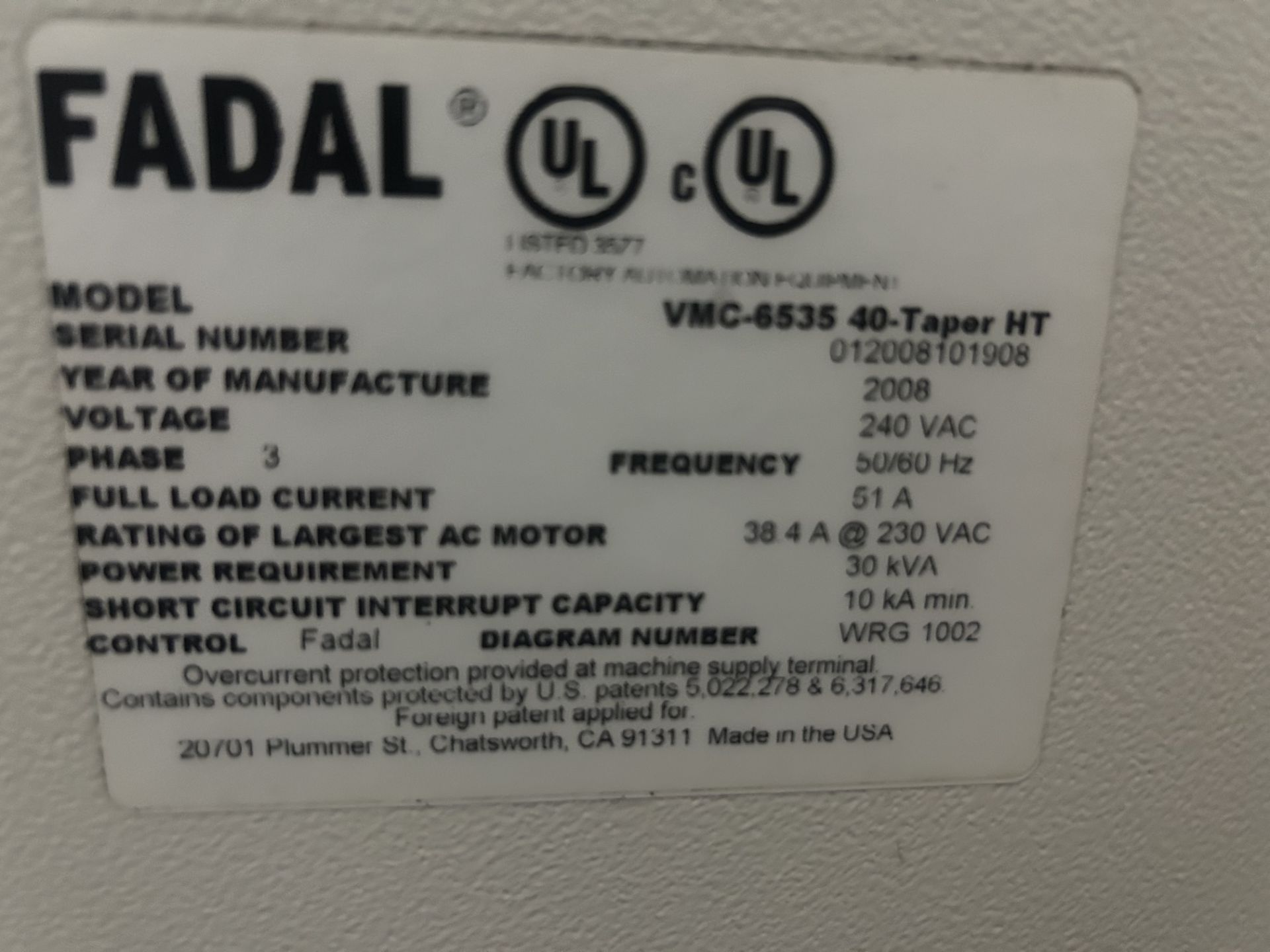 Fadal 6535 CNC Vertical Machining Center with 5th Axis (OT1) - Image 6 of 6