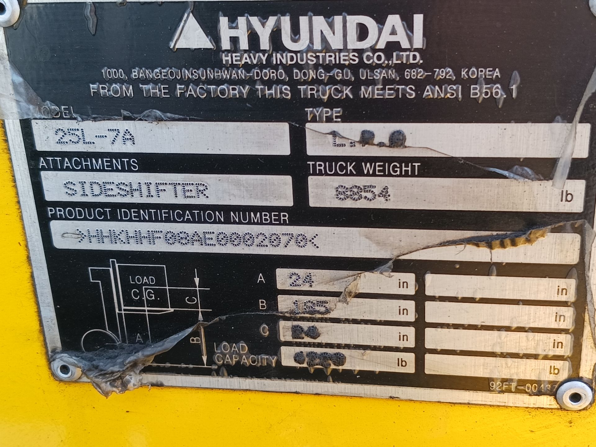 Hyundai 25 L-7 A. 5,000 lb Forklift - Image 14 of 14