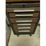 6-Drawer Metal Toolbox on Casters with Contents - Assorted Bearings, Caliper, Box Cutters and Tags
