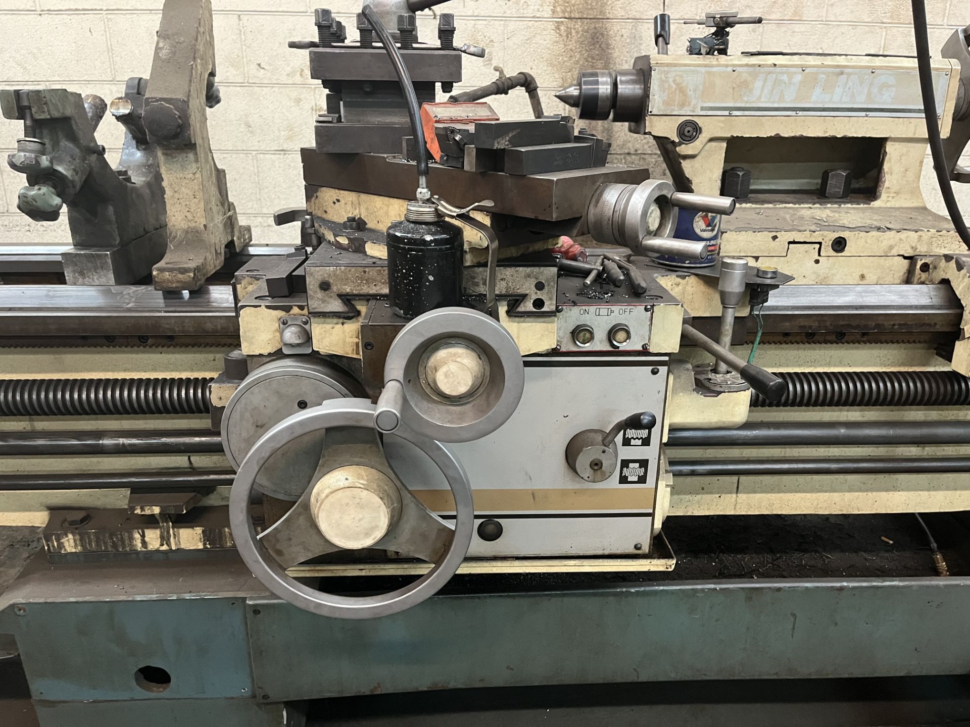 Jin Ling Model 25180G, 25" Swing, 180" Between Center Gap Lathe with Three Center Rests, Tool - Image 6 of 6