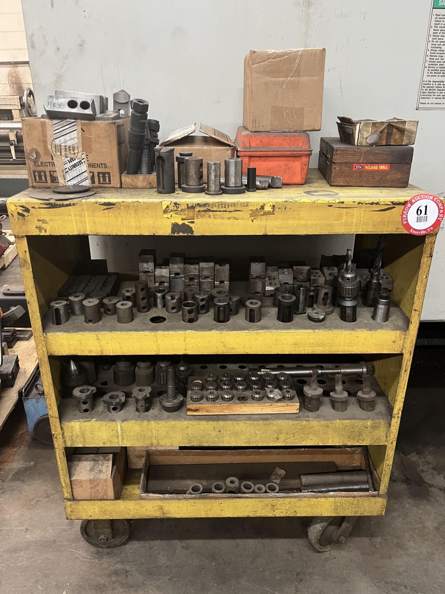 Assorted Collets, Tool Holders, Chuck Jaws, etc. on Cart