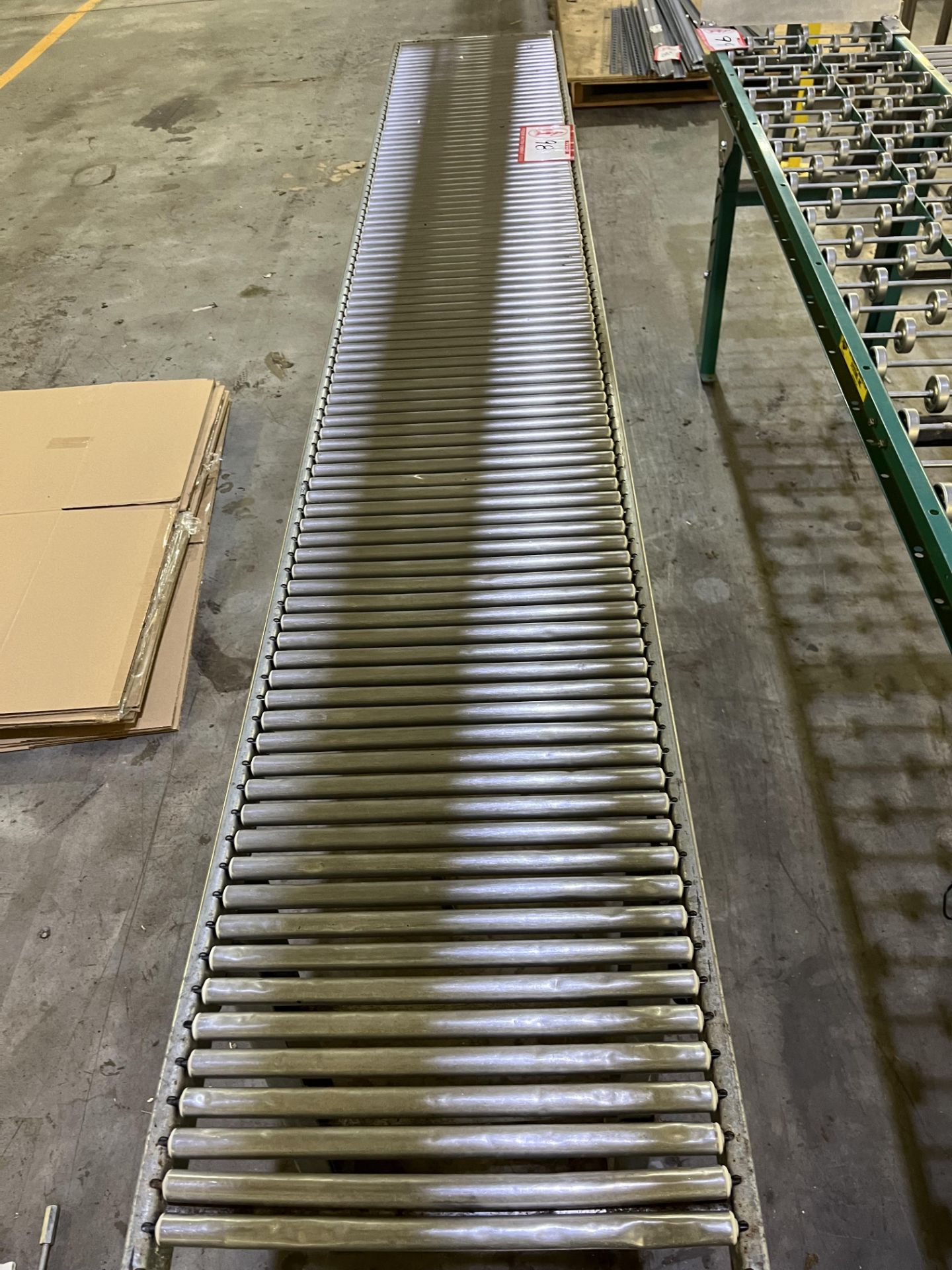 (5) Sections of roller conveyer, (3) with stands, 98.5in x 14in - Image 2 of 2