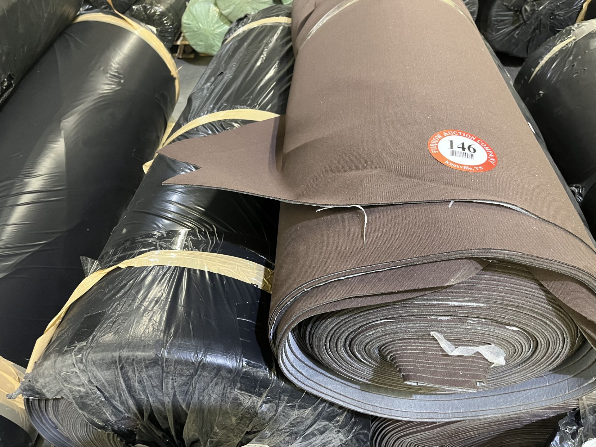 (3) 230 yards roll of Lining - Dark Brown - WP - Wave + 2mm foam + Tricot + Hydroguard - 58" (w) - Image 2 of 3