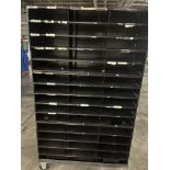 Metal cabinet on casters double sided letter sorter, size 59in x 34in x 23.5in
