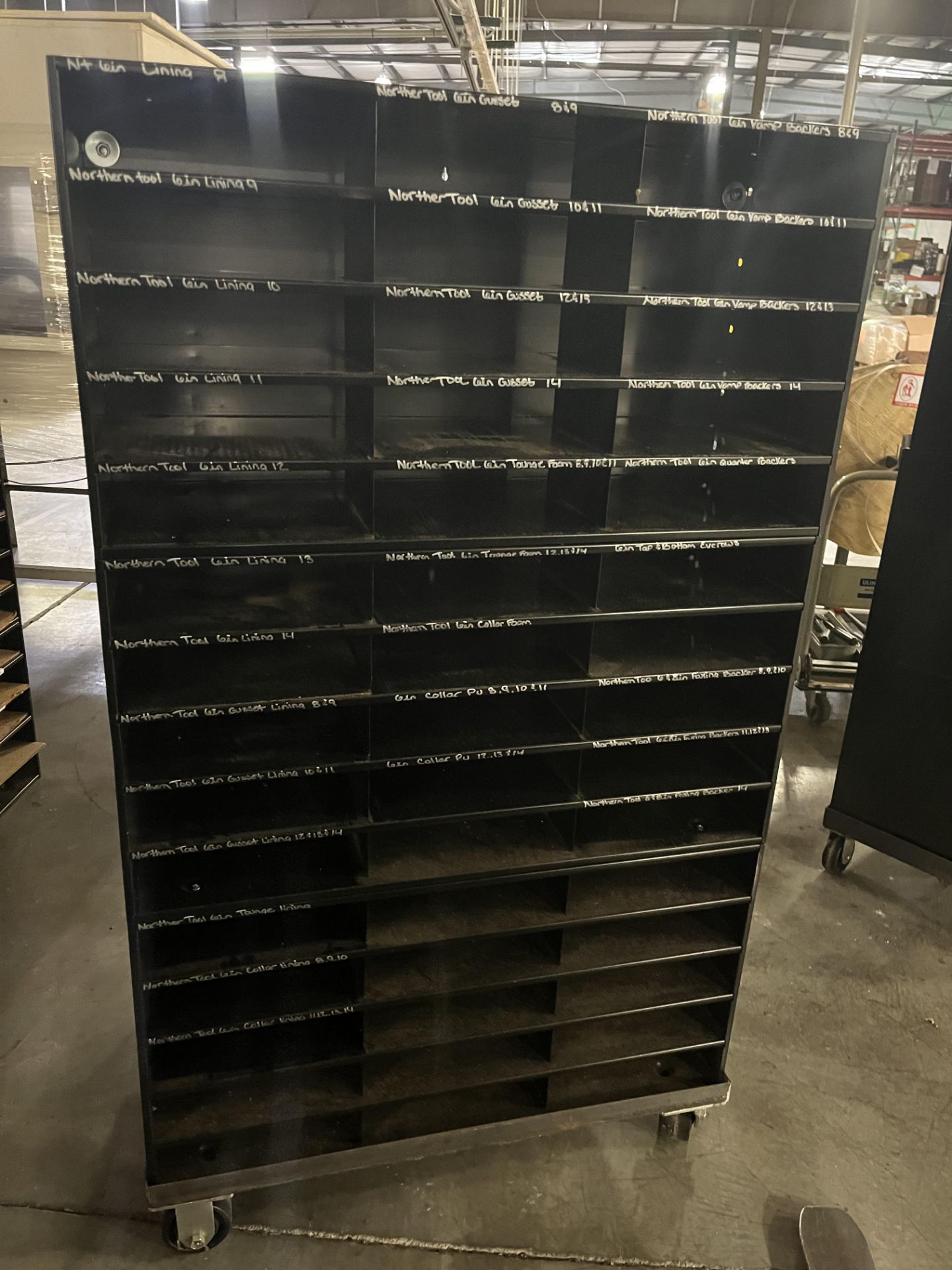 Metal cabinet on casters double sided letter sorter, size 59in x 34in x 23.5in