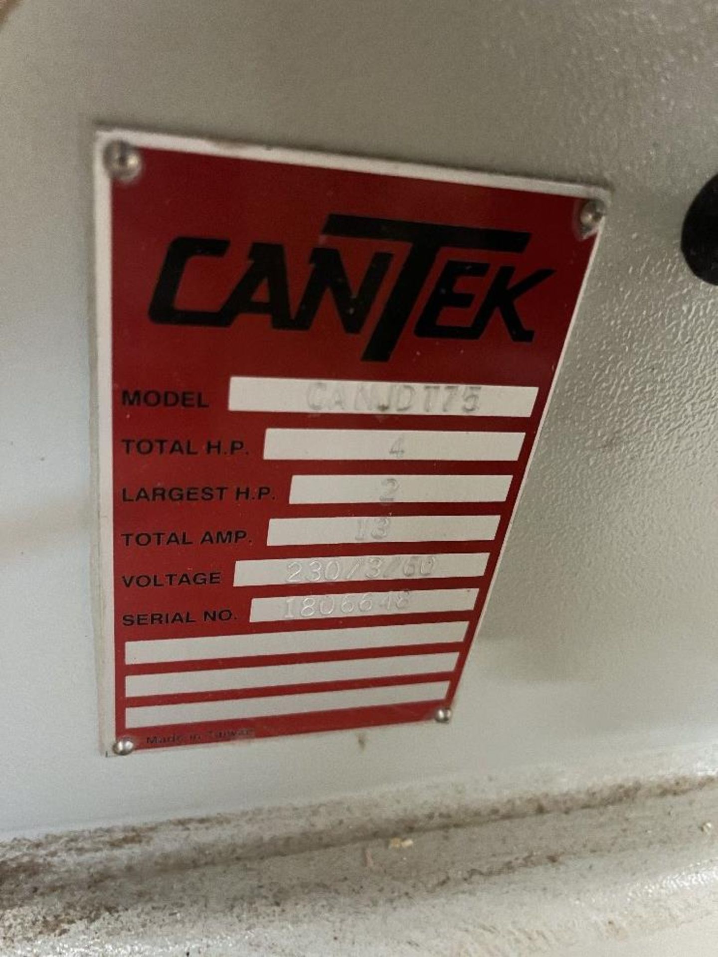 Cantek Model CANJBT75 Dovetail Machine, S/N 1886548, 230v/3 phase, Mfg.. 2021 - Image 4 of 5