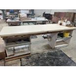 Two Custom Built Wooden Shop Work Tables, 90"l x 30"d x 34"h