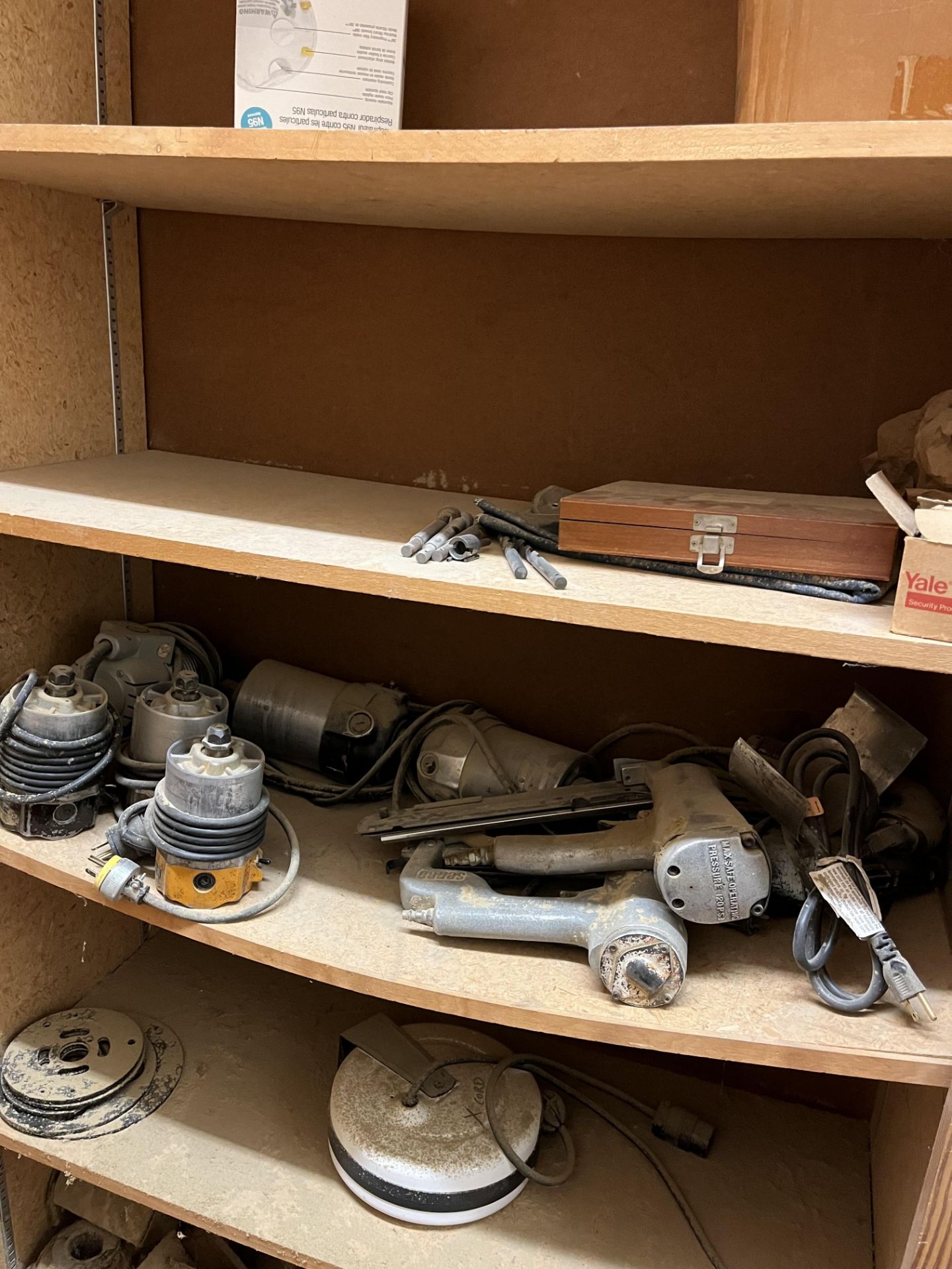 Contents of Cabinet - Various pneumatic fasteners (brads, finish nails, staples), router motors, etc - Image 6 of 7