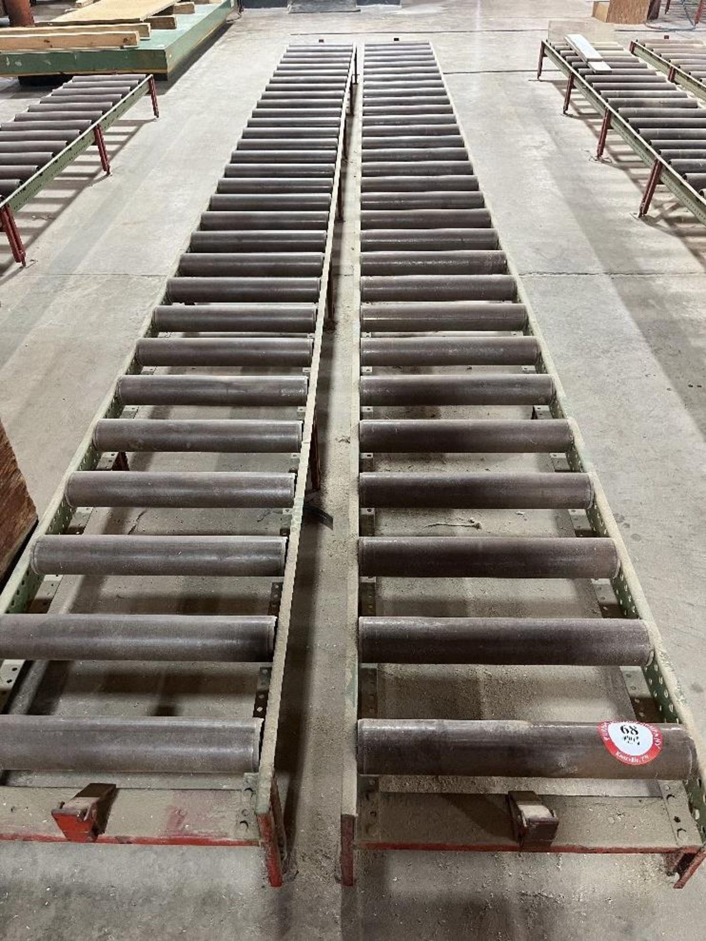 Four Sections 118" x 19.5" Roller Conveyor plus 2 Sections 98.5" x 19.5" Roller Conveyor