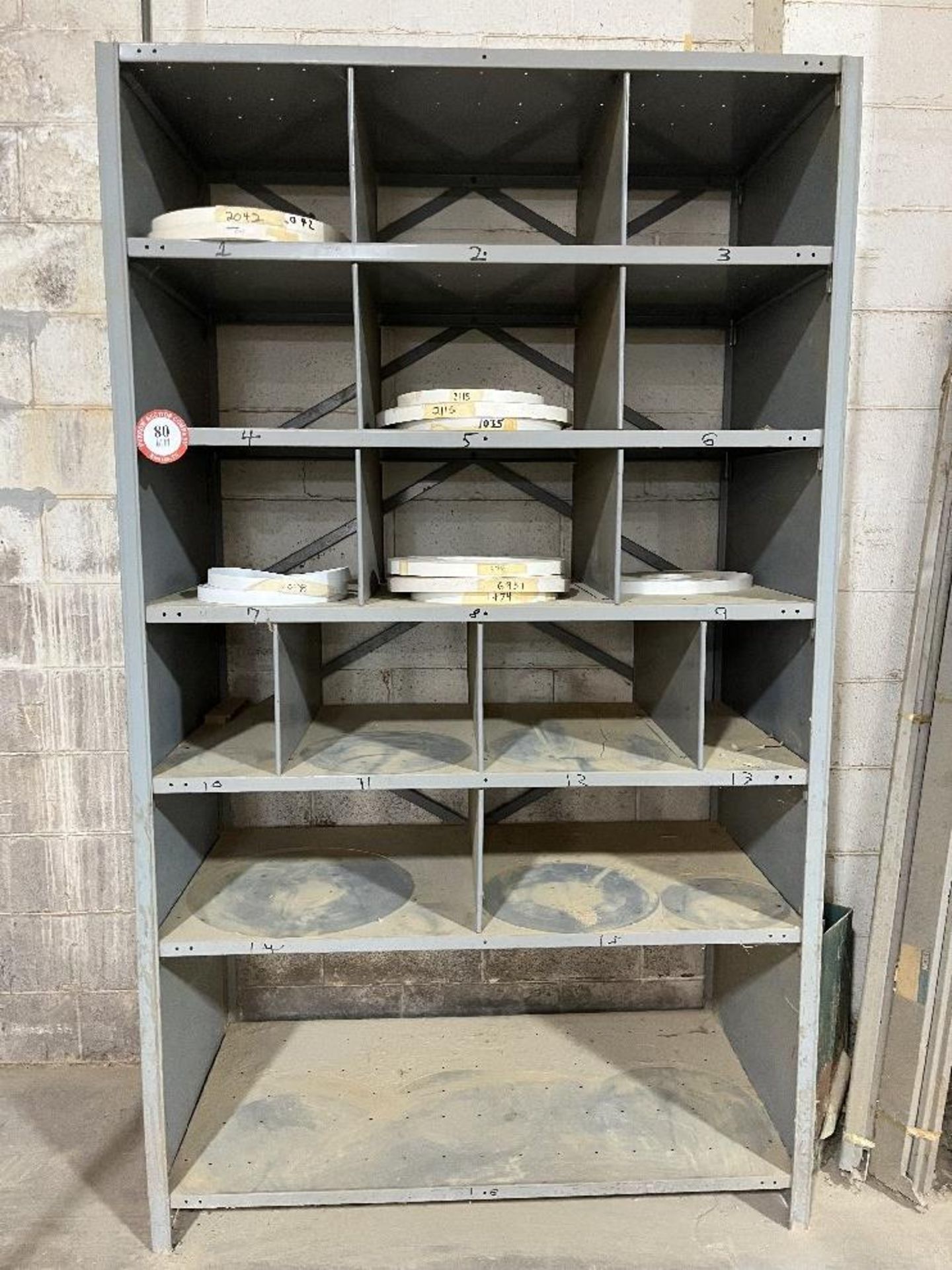 Metal Shop Cabinet with 16 Sections plus Contents (assorted banding)