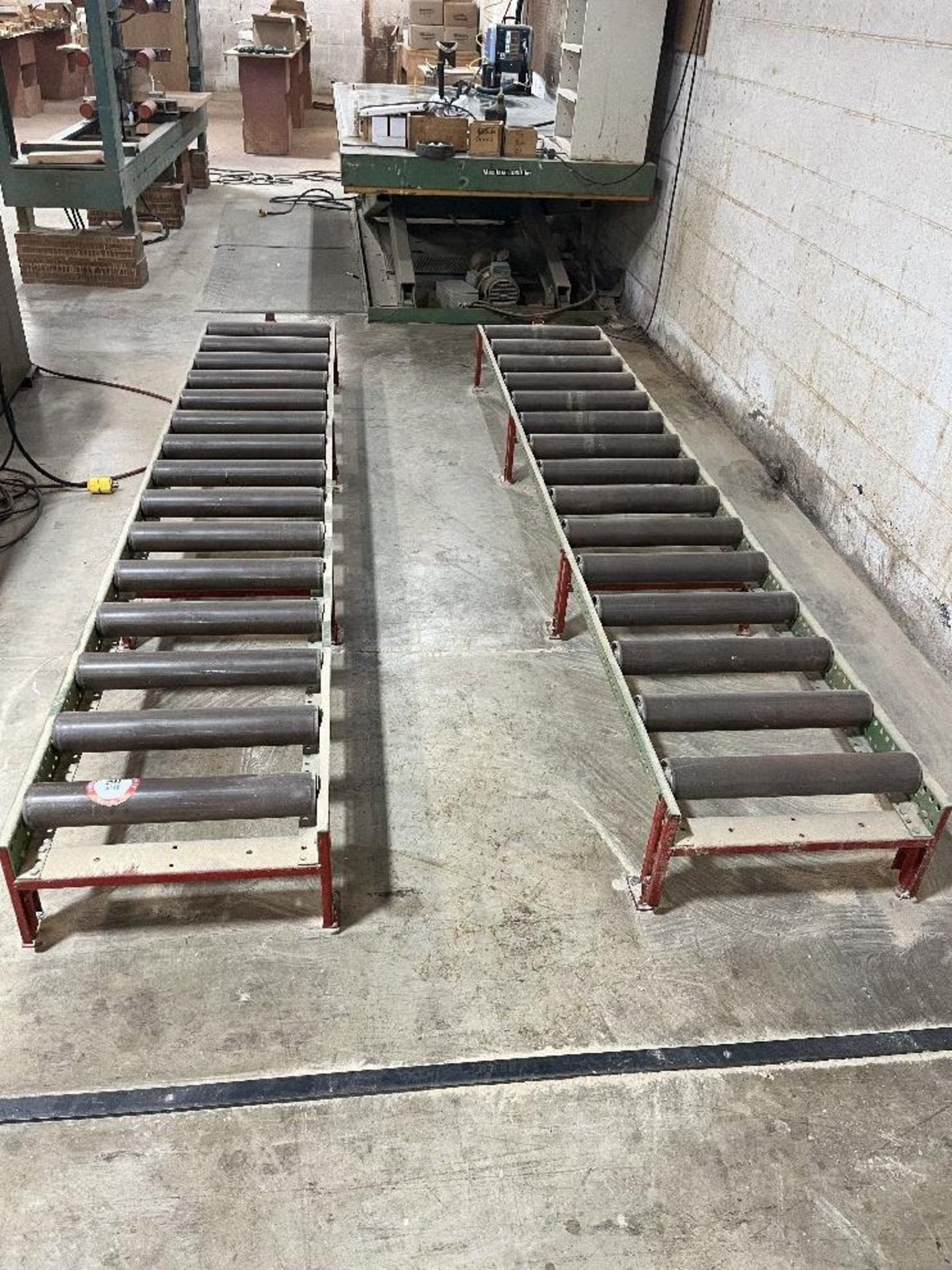 Two Sections 118" x 19.5" Roller Conveyor