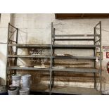 Two Heavy Duty Metal Shelving Units with 4 Shelves Each, 10'h x 6'w x 2'd per unit