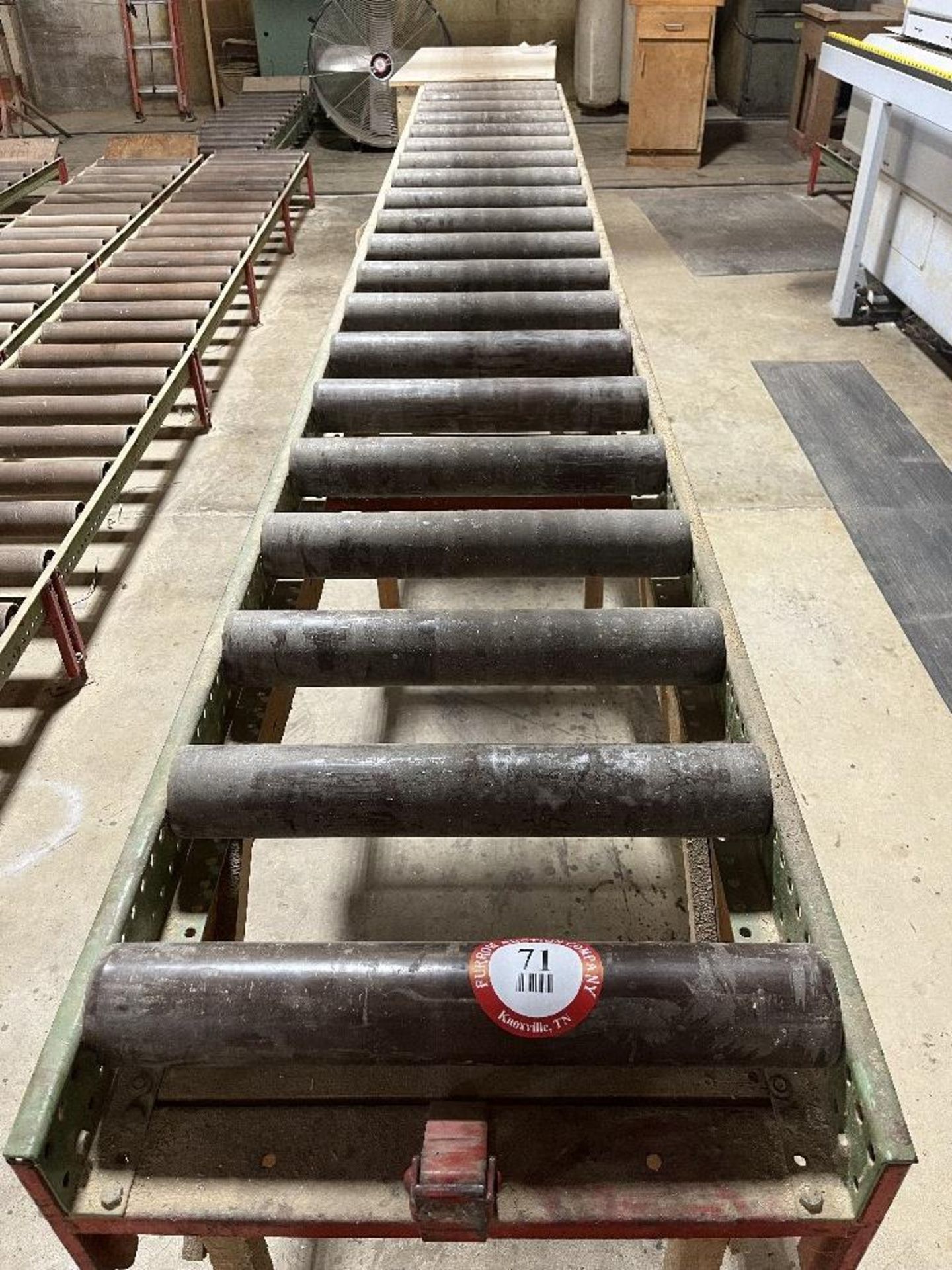 Two Sections 78.5" x 19.5" Roller Conveyor on 27" Raised Wooden Platform