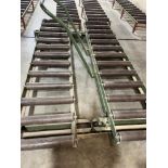 Two Sections 97.25" x 18.5" Roller Conveyor, Track Mounted on Casters