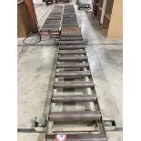 Two Sections 97.25" x 18.5" Roller Conveyor, Track Mounted on Casters