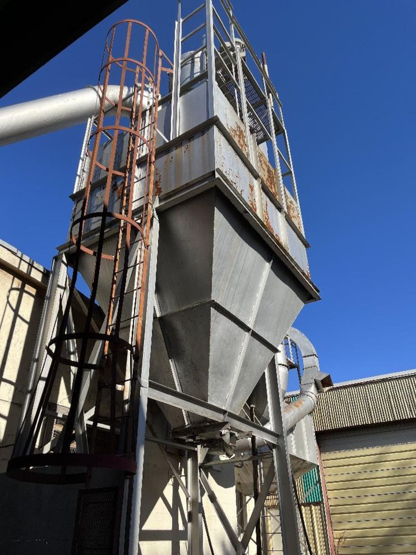 (2) Dust Collector Systems - Dust Collector Hopper, Steel Construction, I-Beam, Angle Steel Columns