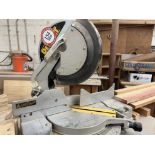 Dewalt Model DW705 Compound Miter Saw Mounted on Custom Built Wooden Cabinet