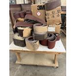 Wooden Cart on Casters plus Contents - Assorted Size Sandpaper for Belt Sanders, 4" & 6"