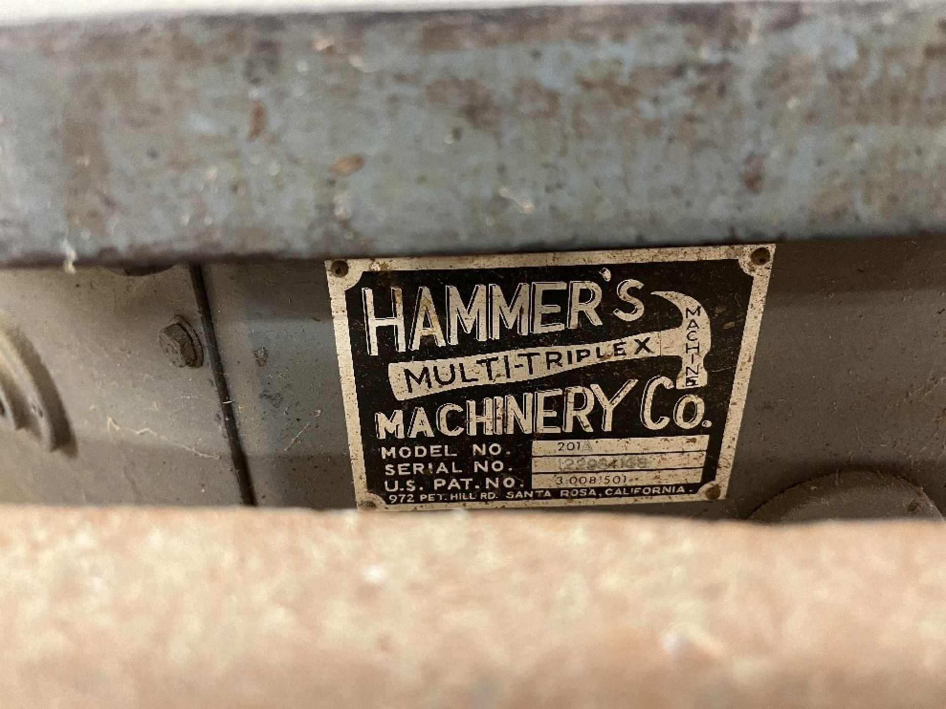 Hammers Multi Triple X Model 201A Shaper, S/N 122964138, 230v/3 phase - Image 5 of 5