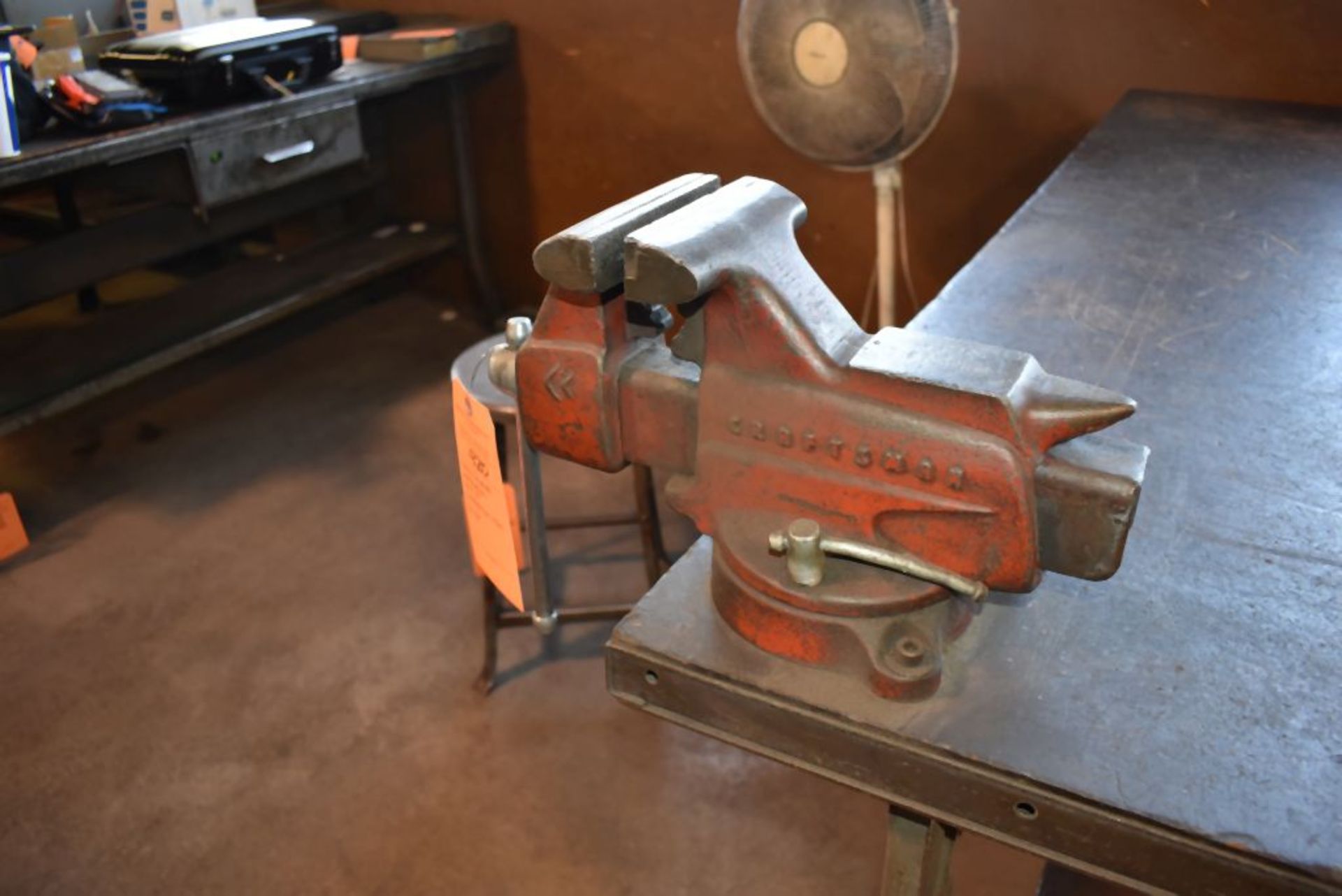 METAL FRAMED WORKBENCH WITH 5" CRAFTSMAN VISE, BENCH IS 6' x 30" - Image 2 of 2