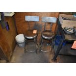 (2) STEEL SHOP STOOLS, 23" TALL, WITH BACKS