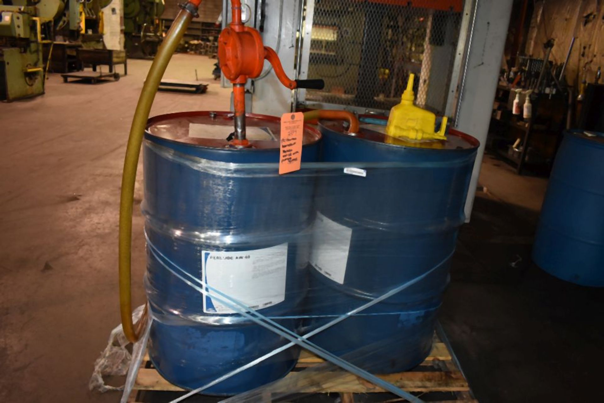 (2) PARTIAL BARRELS OF PERLUBE AW=68 WITH PUMP AND FUNNEL