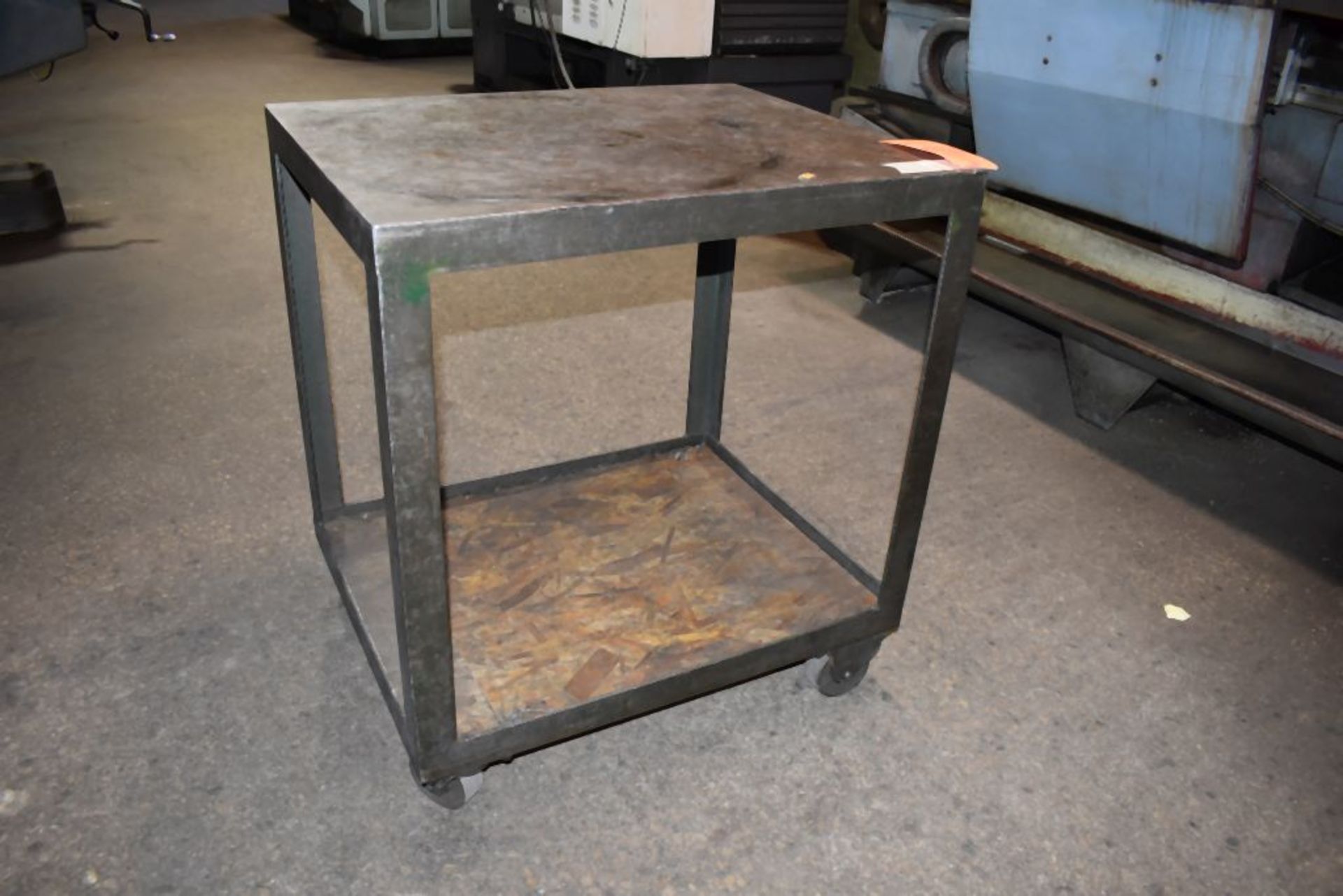 STEEL TWO TIER ROLLING SHOP TABLE, 30"L x 24"D x 33"H, NO CONTENTS