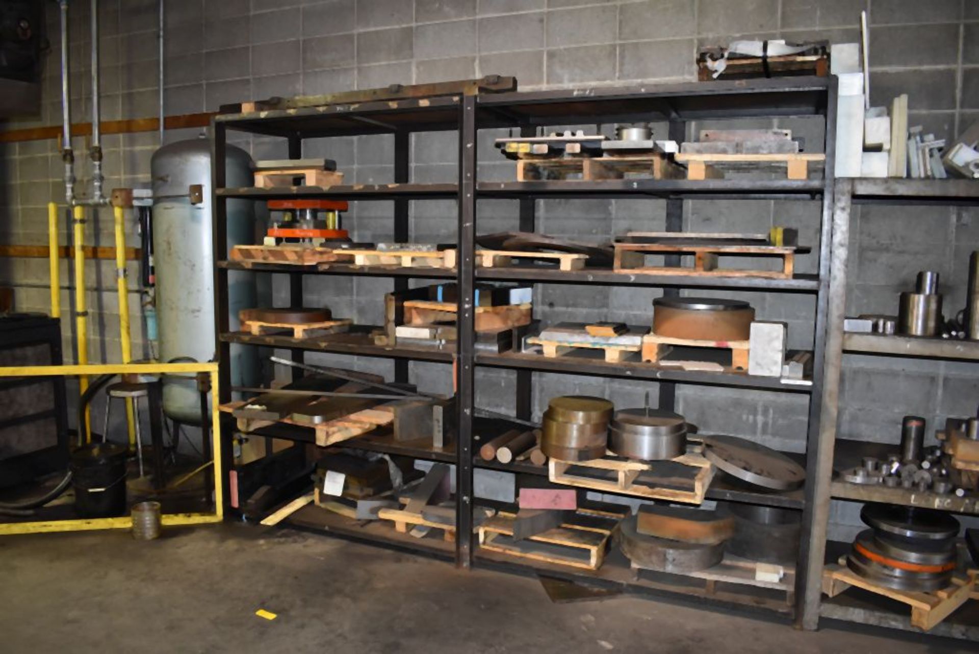 HEAVY DUTY STEEL SHELVING UNIT WITH CONTENTS, 10'2"L x 30"D x 90"H
