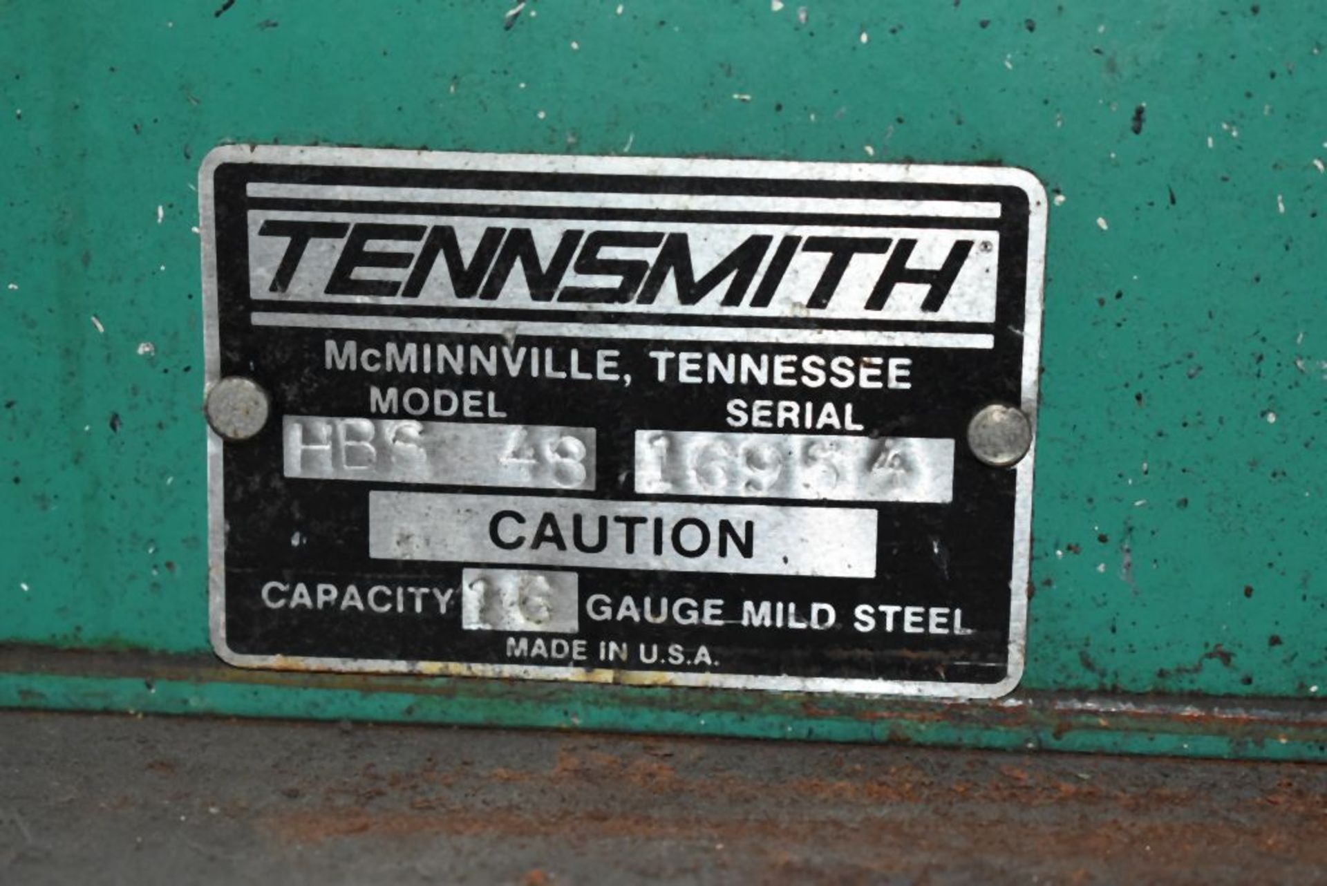 TENNSMITH 48" FINGER BRAKE, MODEL HBS-48, S/N: 16954, 16 GAUGE MILD STEEL CAPACITY, BENCH MOUNTED, - Image 2 of 2