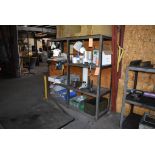 HEAVY DUTY FOUR TIER WELDED SHELVING UNIT WITH MISC. CONTENTS **DOES NOT INCLUDE SCALE OR