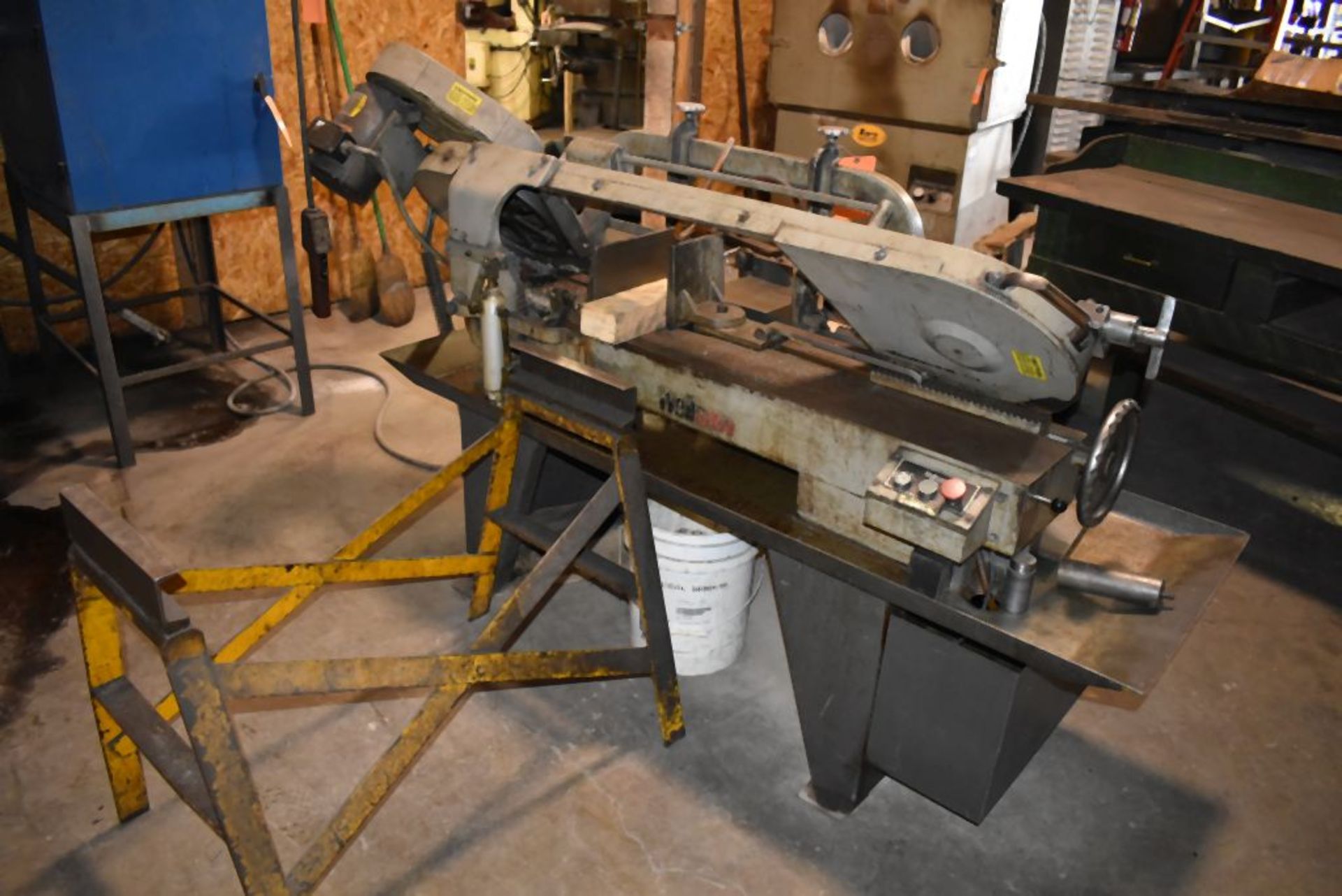 WELLSAW HORIZONTAL BAND SAW, MODEL 1016, S/N: 2457, 2 H.P. MANUAL STOCK CLAMP, STOCK STOP, - Image 2 of 3
