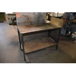 STEEL TWO TIER WORK TABLE, NO CONTENTS, 50"L x 24"D x 37"H