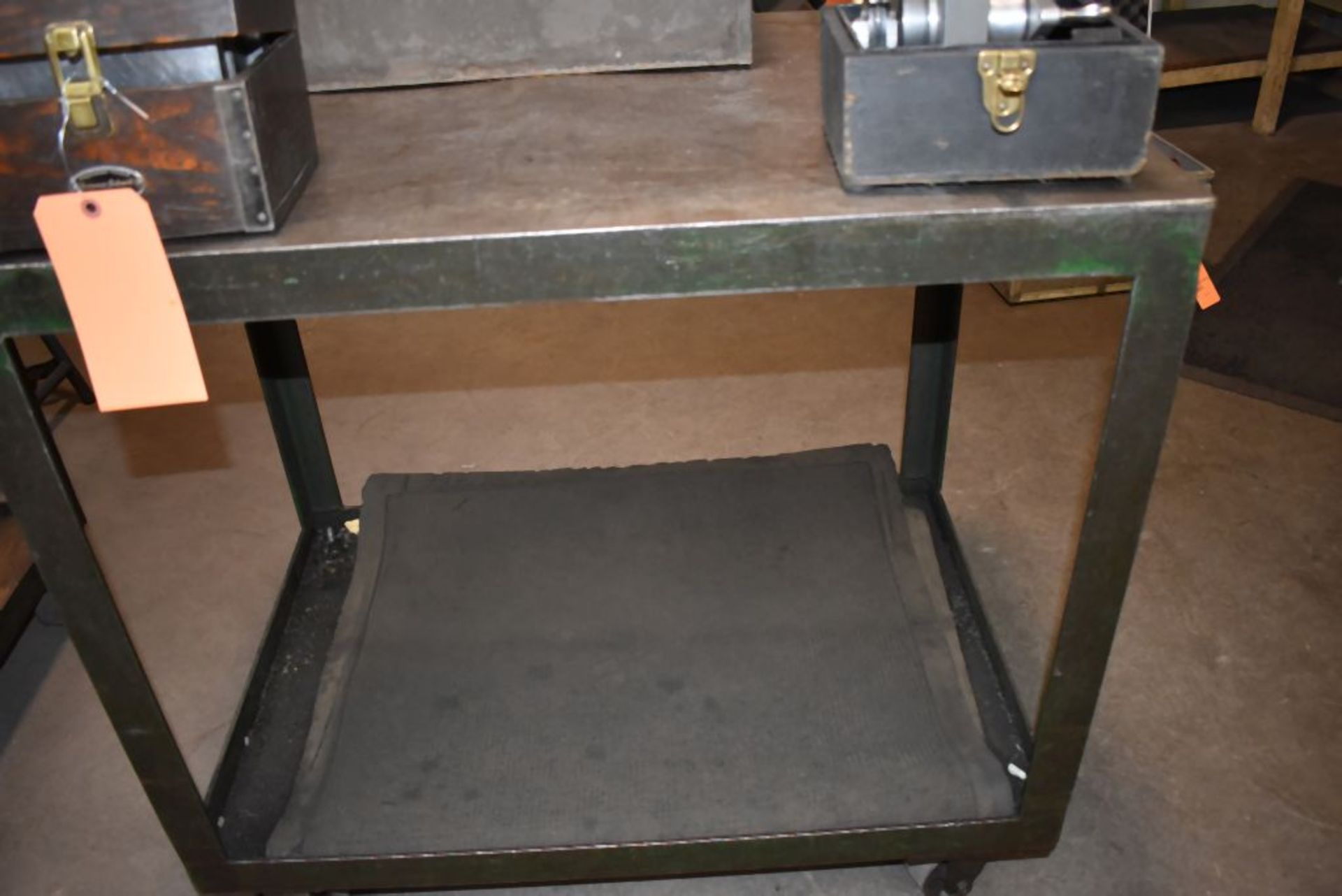 TWO TIER STEEL ROLLING SHOP CART - NO CONTENTS, 36"L x 24"D x 31 1/2"H