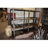 HEAVY DUTY WELDED STEEL SHELVING UNIT, INCLUDES SOME CONTENTS, 8'L x 30"D x 6'6"H