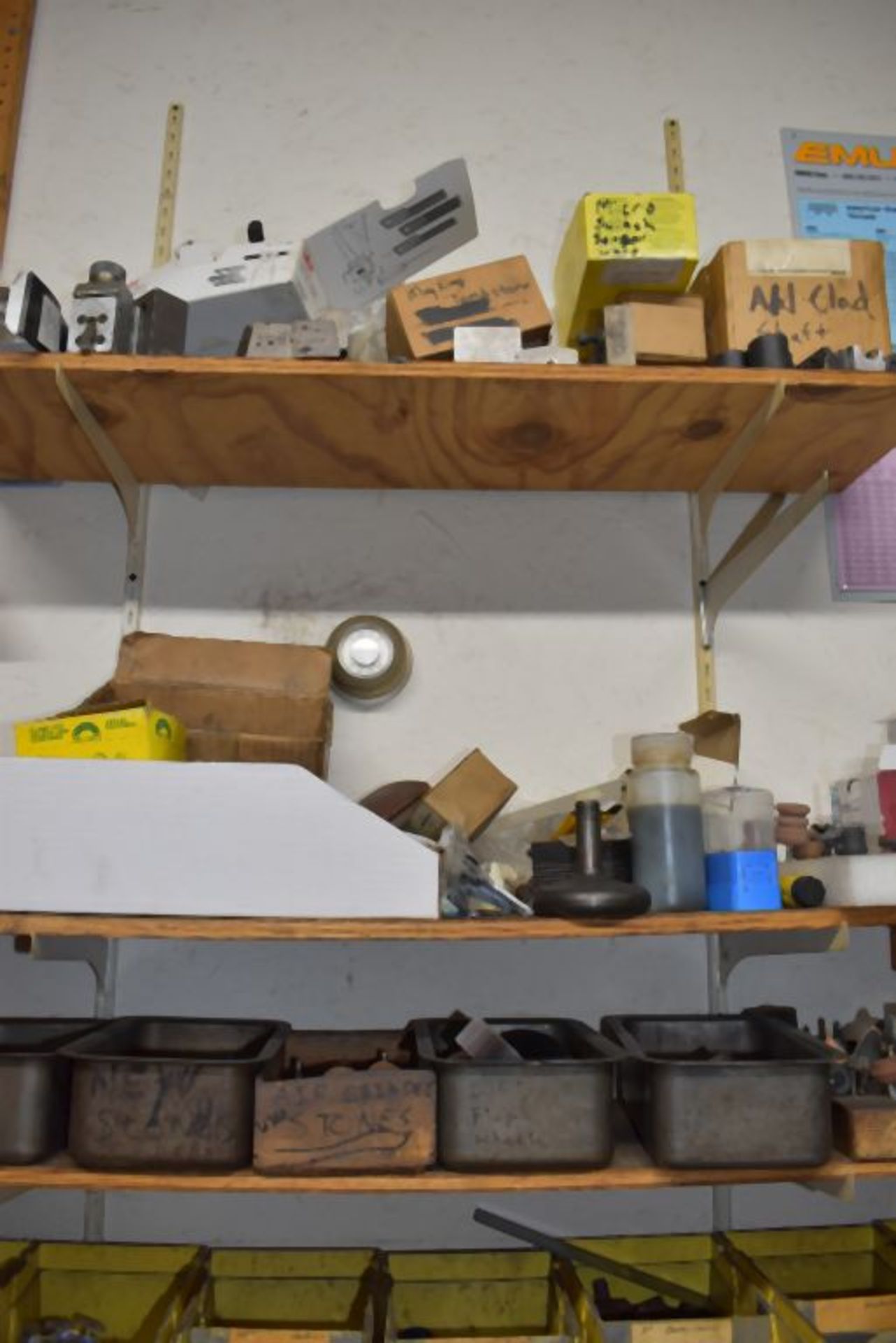 HEAVY DUTY STEEL SHELVING UNIT WITH ASSORTED ABRASIVES, HARDWARE UNDERNEATH AND MISC. ON SHELVE - Image 4 of 4