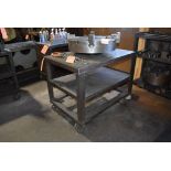 STEEL THREE TIER ROLLING TABLE, NO CONTENTS, 42"L x 28"D X 33"H
