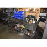 STEEL AND WOOD WORKBENCH WITH 5" WILTON VISE, NO CONTENTS, 72"L x 32 1/2"D x 36"H