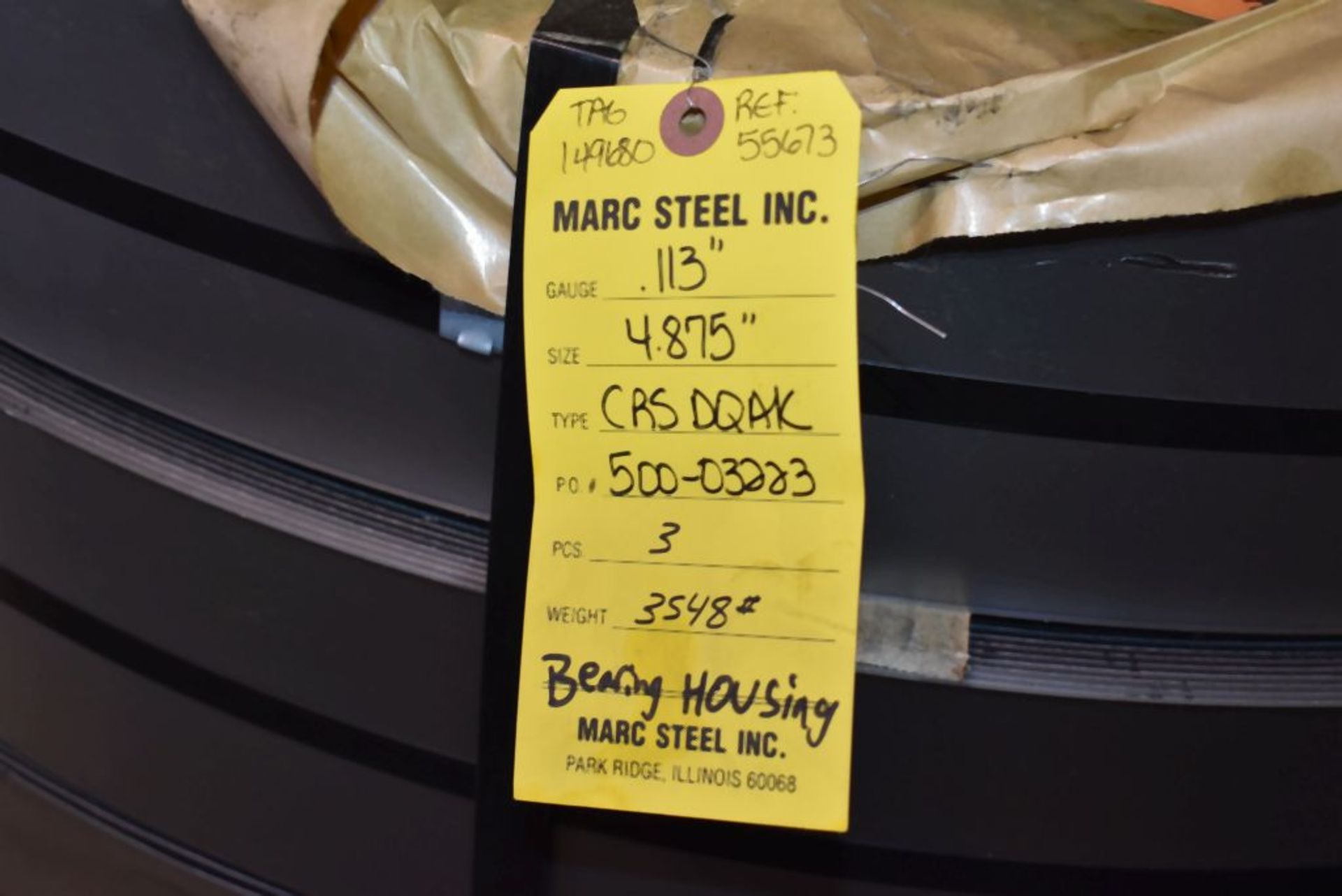 (4) ROLLS OF STEEL COIL STOCK, MARKED (1) 5 1/2" .054 GAUGE AND (3) 4.875 .113 GAUGE - Image 3 of 3