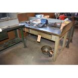 WOOD WORKBENCH WITH TWO DRAWERS, 73" x 31", NO CONTENTS