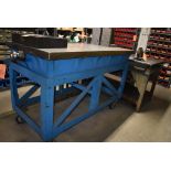 WESTINGHOUSE HEAVY DUTY STEEL SURFACE PLATE ON BASE WITH CASTERS, 5' x 30" x 38 3/4"H, INCLUDES