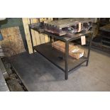 STEEL TWO TIER WORK TABLE, NO CONTENTS, 61"L x 29 1/2"D x 334 1/2"H
